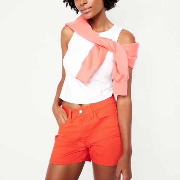 NWT OLD NAVY High-Waisted Wow Jean Shorts -- 3-inch inseam Color: ORANGE - Picture 4 of 9